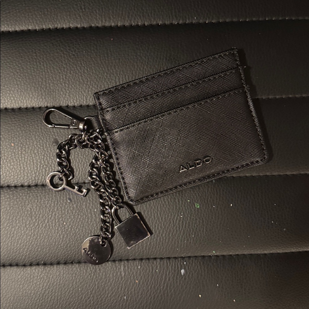 Aldo Elegant Black Chain Strap Handbag with Card Holder - Picture 9 of 11